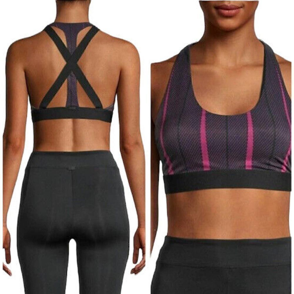 Koral Activewear Women’s Sports Bra Onset Noir Criss Cross Back Athletic Size S